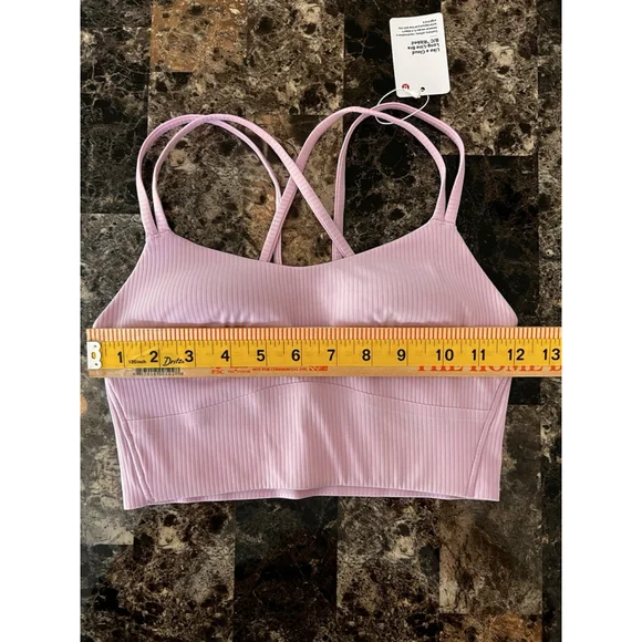 LULULEMON LIKE A CLOUD LONGLINE BRA B/C RIBBED PINK COLOR SIZE 4 NWT
